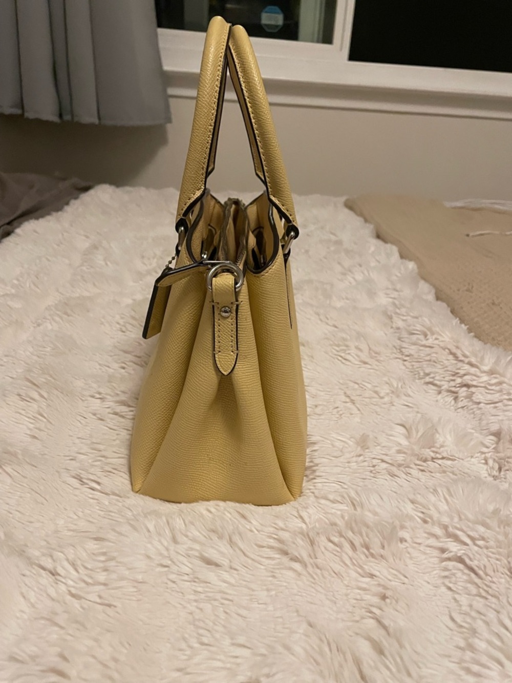 Coach Pebbled Leather Top-Handle Satchel - Light Yellow- canary yellow - Picture 10 of 10
